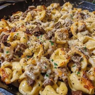 Philly Cheesesteak Tortellini Pasta