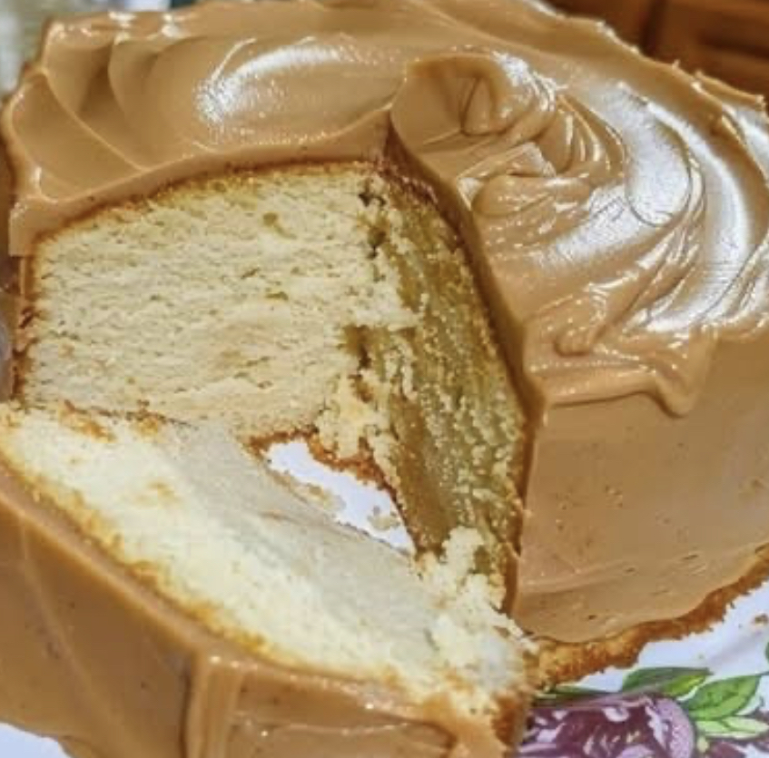 Sour Cream Pound Cake with Caramel Frosting