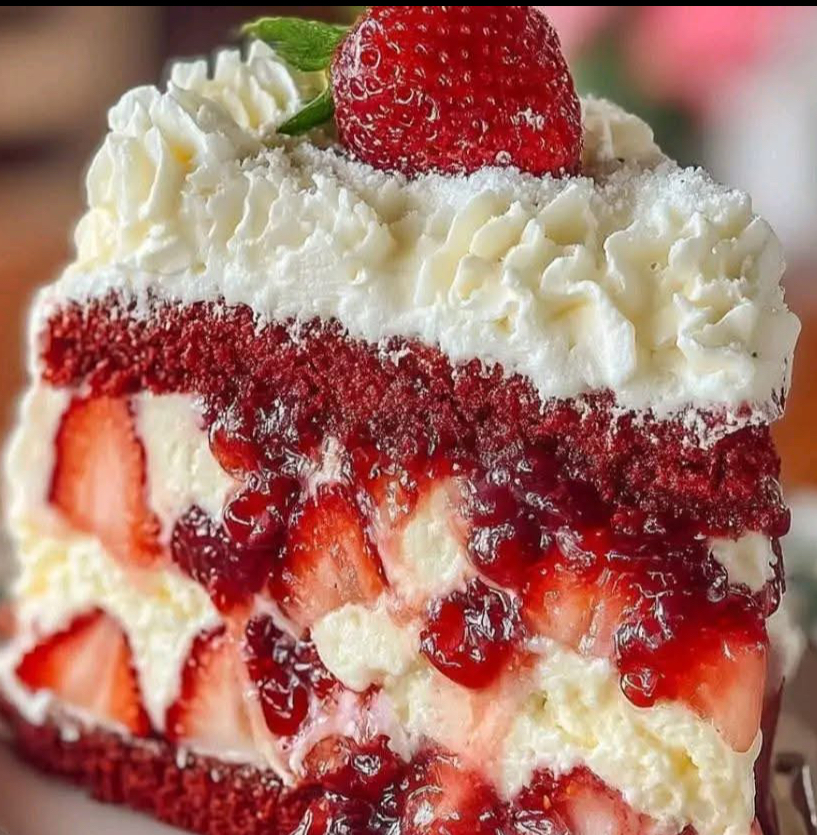 Strawberry Cheesecake Poke Cake